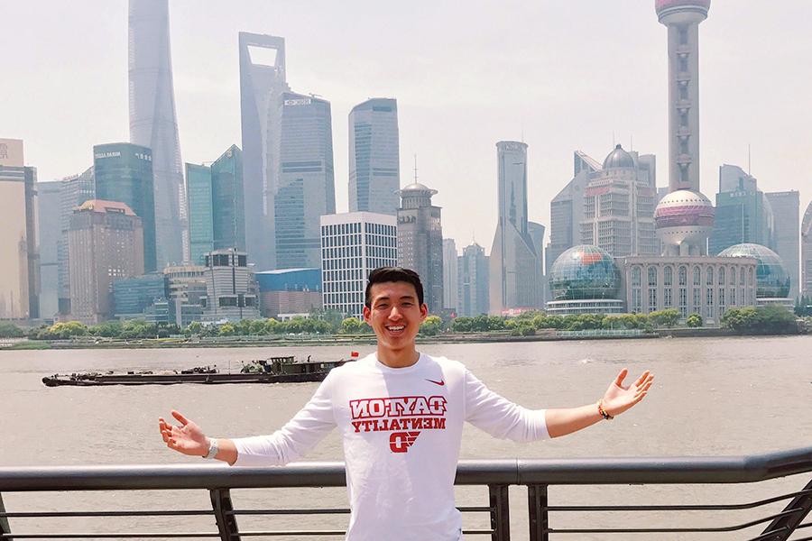 Student studying abroad in China